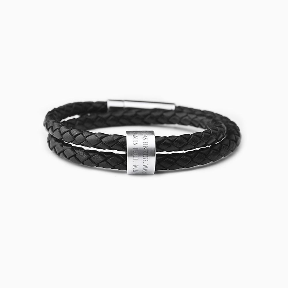 Leder Armband mit Messagering und Textgravur - SEVOLY