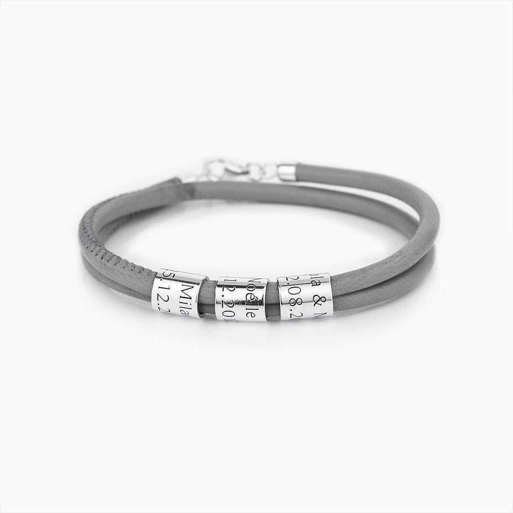 Leder Storyteller Armband mit 3 Beads und Text Gravur - SEVOLY