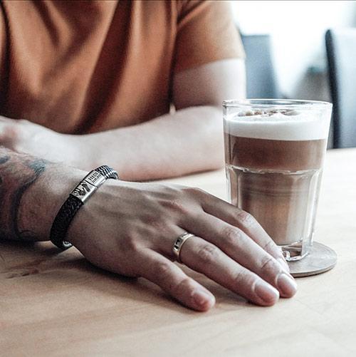 Proud Dad - Leder Geschwisterarmband mit 2 Abdrücken und Textgravur - SEVOLY
