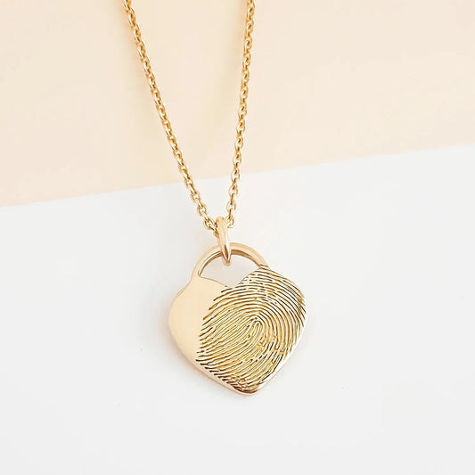 SEVOLY LOVE Herz mit 3D Fingerabdruck - Fingerabdruckkette mit Gravur - SEVOLY
