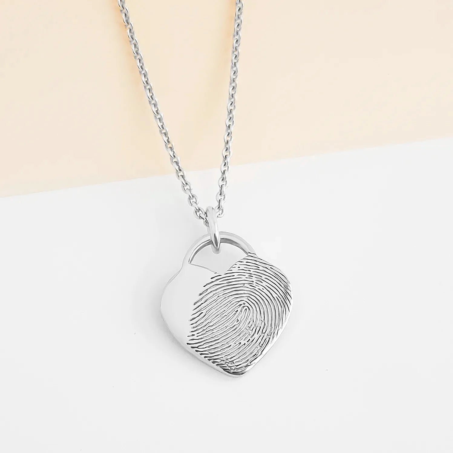 SEVOLY LOVE Herz mit 3D Fingerabdruck - Fingerabdruckkette mit Gravur - SEVOLY